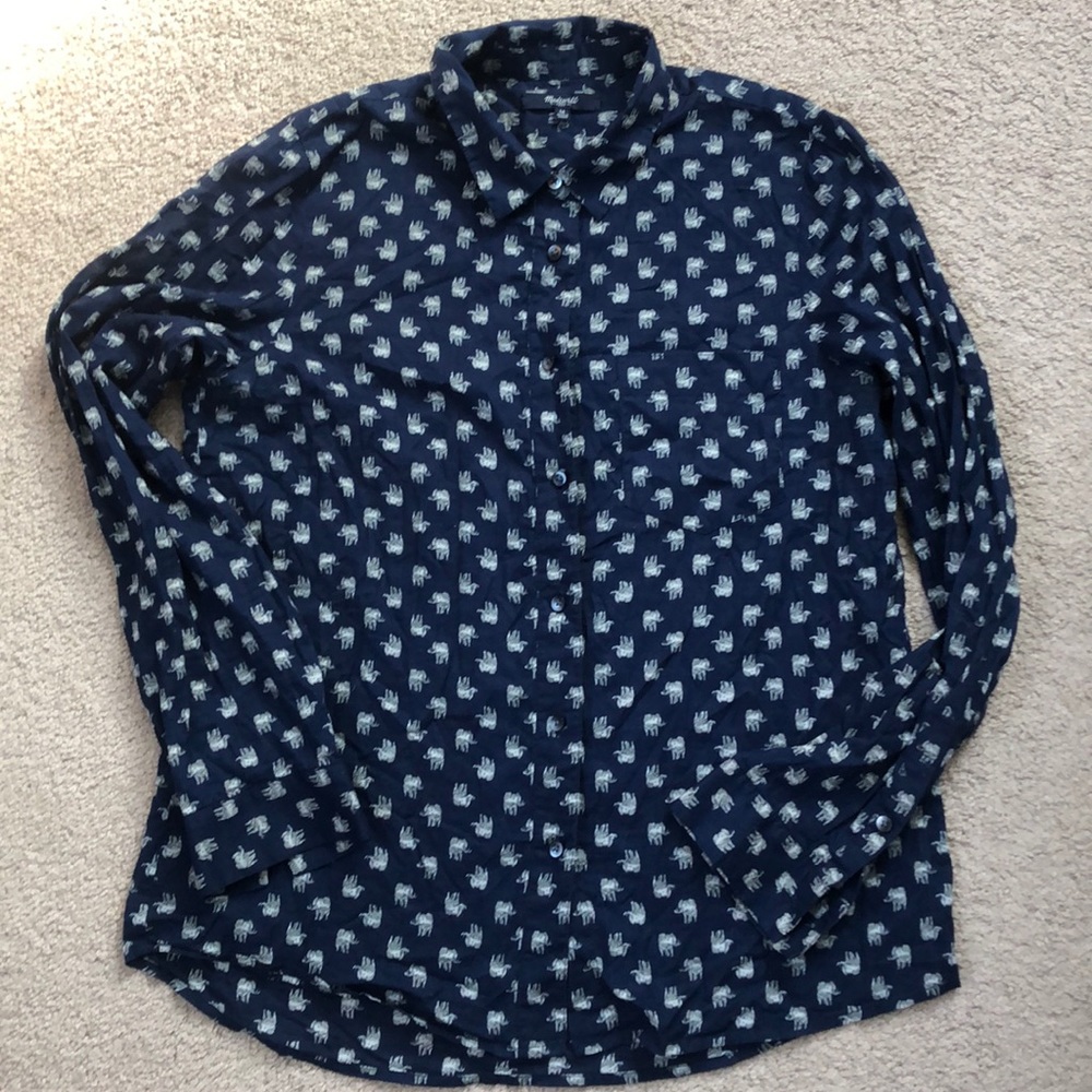 Madewell elephant print button down shirt